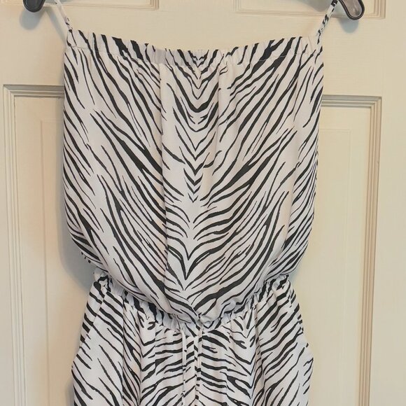 HAUTE HIPPIE Silk Zebra Print Strapless Jumpsuit | Size XS - Picture 2 of 4